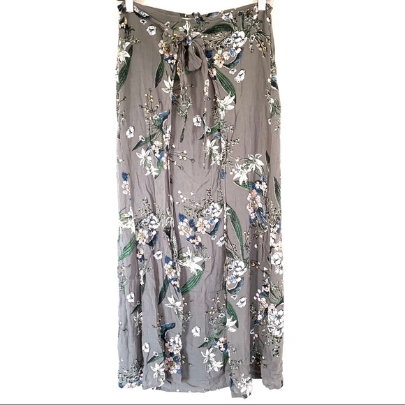 Cleobella gray floral wrap midi skirt size s - Picture 1 of 7